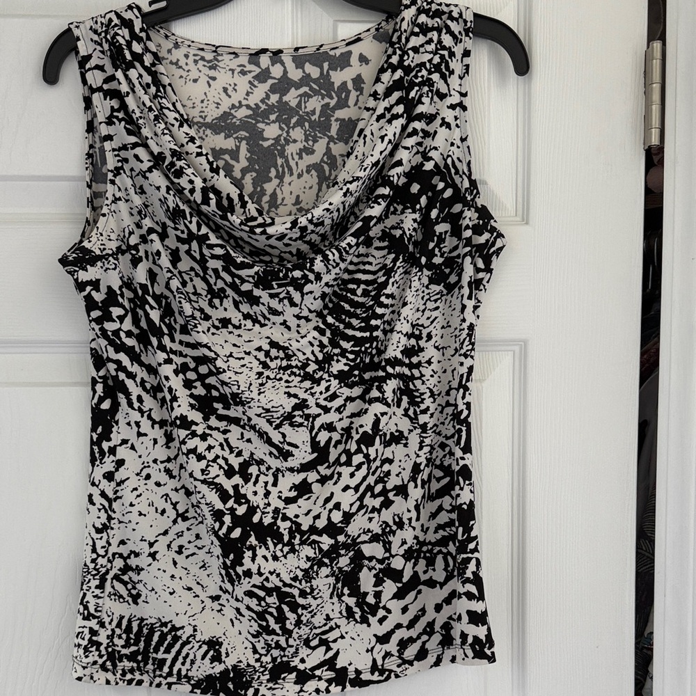 Calvin Klein Collection Black and White Patterned Tank Top